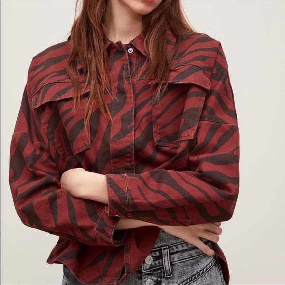 Zara Tops - Denim zebra striped shirt from Zara